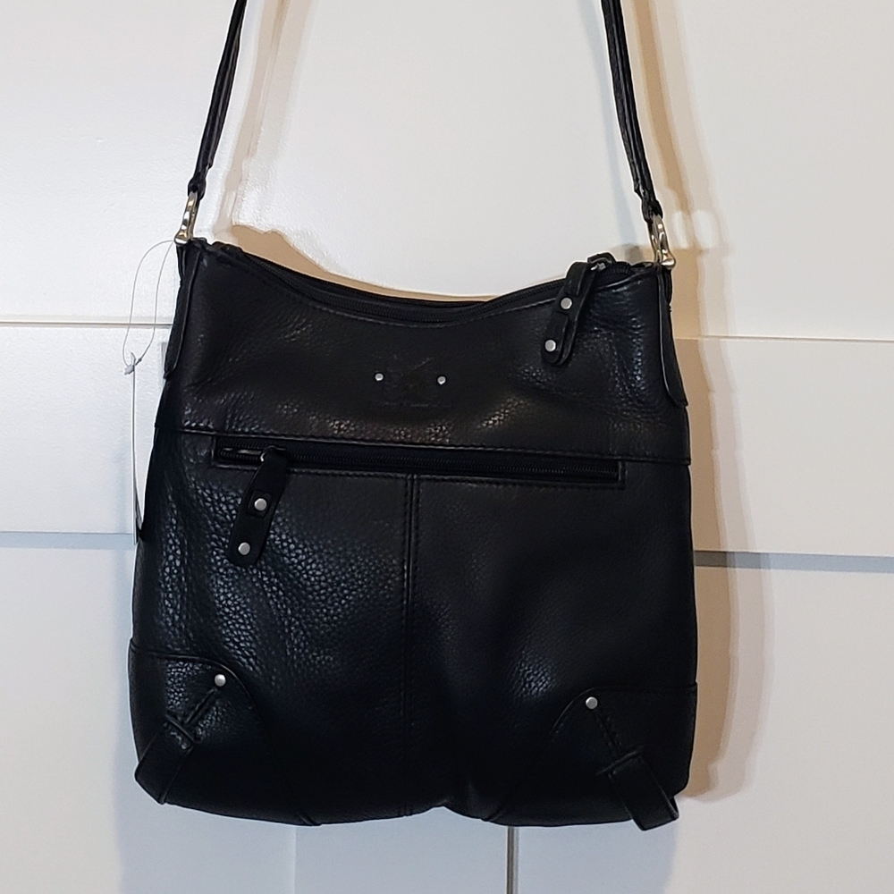 Stone Mountain Crossbody Handbag Leather Black Soft Pebbled Vintage Bran…